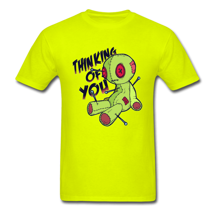 Thinking of You Voodoo Doll Funny Unisex T-Shirt - safety green