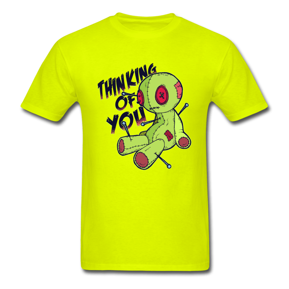 Thinking of You Voodoo Doll Funny Unisex T-Shirt - safety green