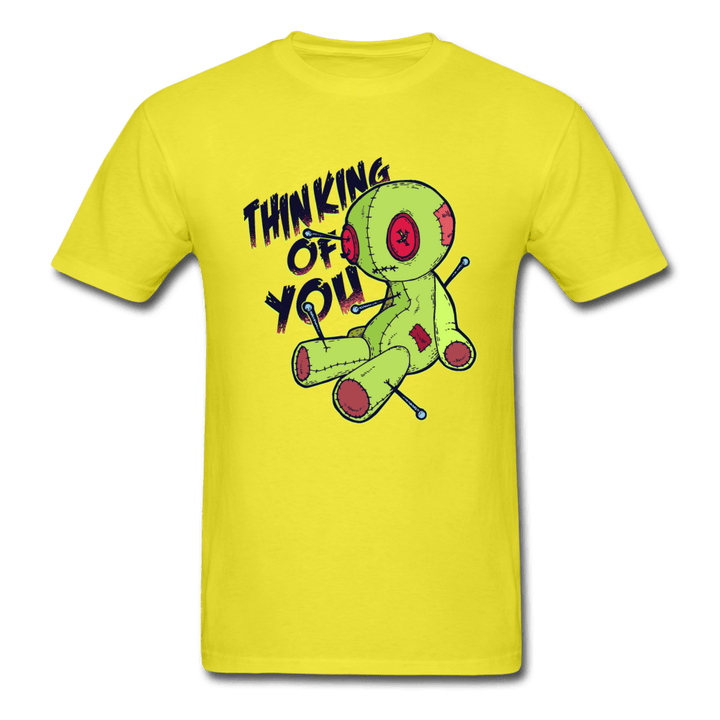 Thinking of You Voodoo Doll Funny Unisex T-Shirt - yellow