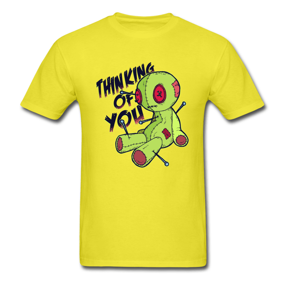 Thinking of You Voodoo Doll Funny Unisex T-Shirt - yellow