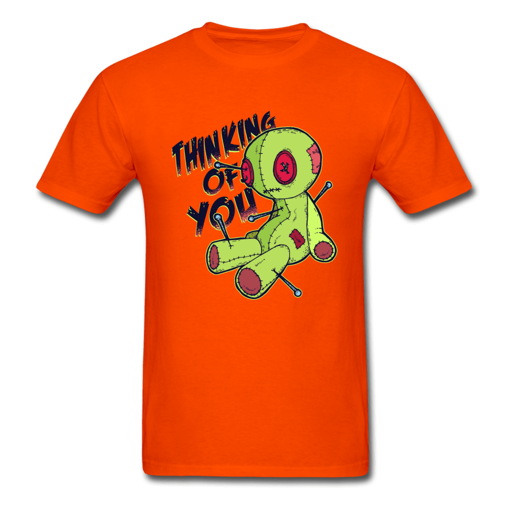 Thinking of You Voodoo Doll Funny Unisex T-Shirt - orange