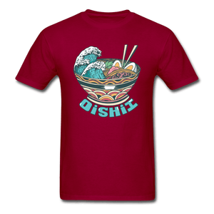 Oishii Desu! Ramen Ocean Unisex T-Shirt - dark red