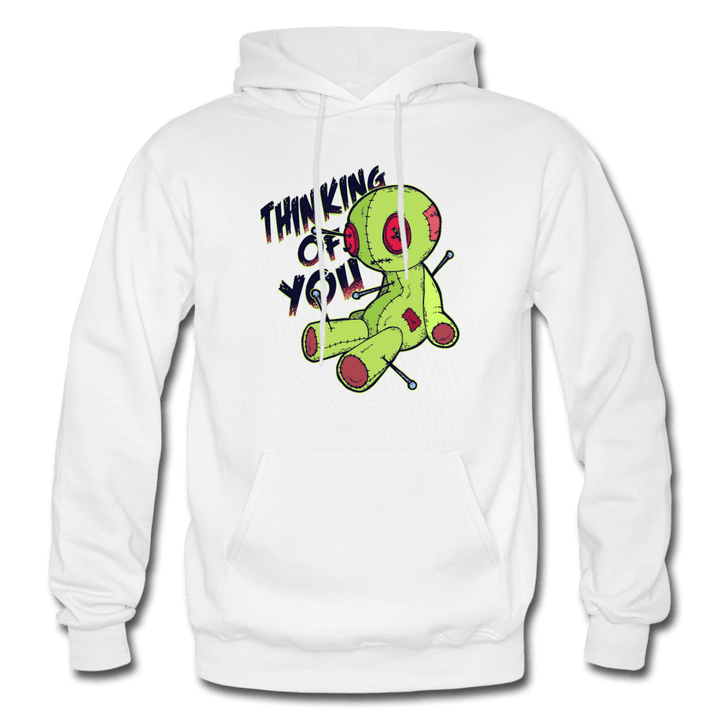Thinking of You Voodoo Doll Funny Hoodie - white