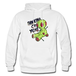 Thinking of You Voodoo Doll Funny Hoodie - white