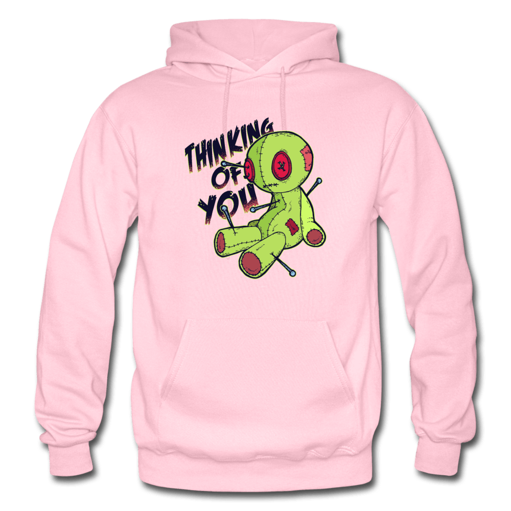 Thinking of You Voodoo Doll Funny Hoodie - light pink
