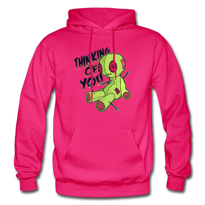 Thinking of You Voodoo Doll Funny Hoodie - fuchsia