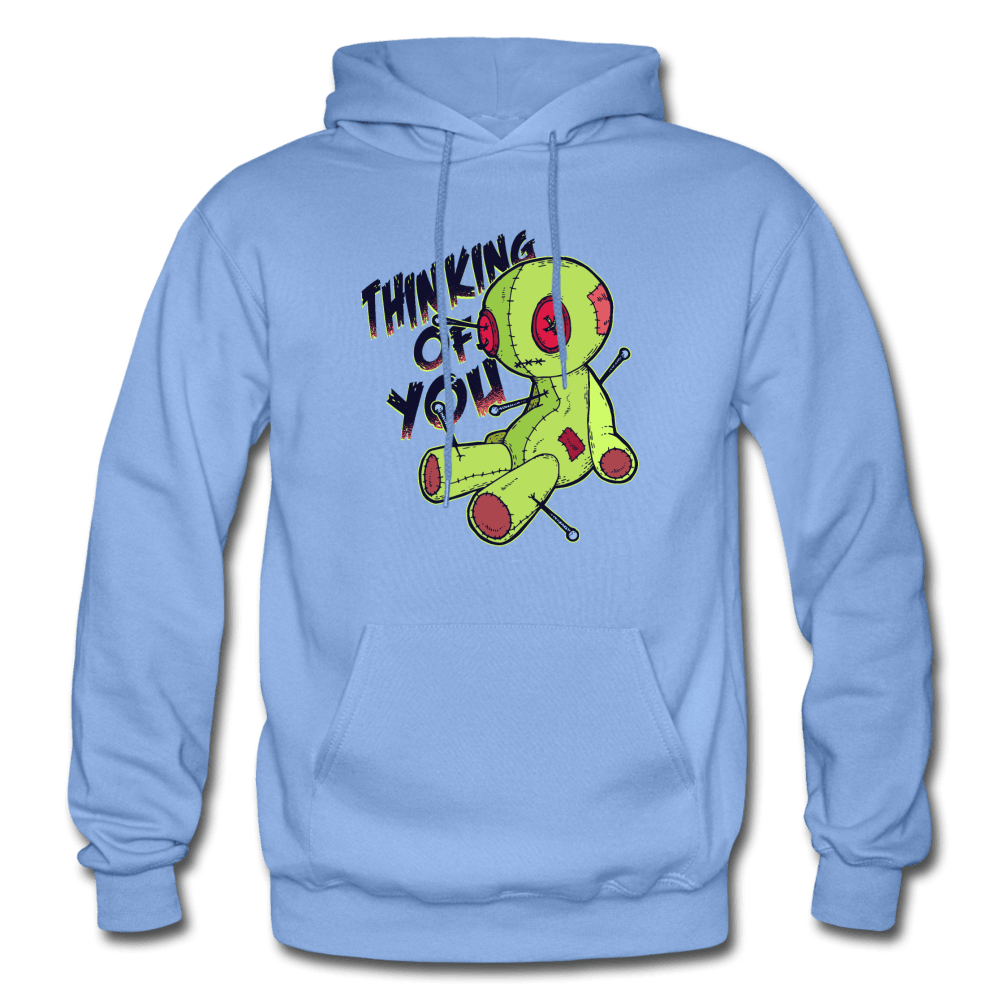 Thinking of You Voodoo Doll Funny Hoodie - carolina blue