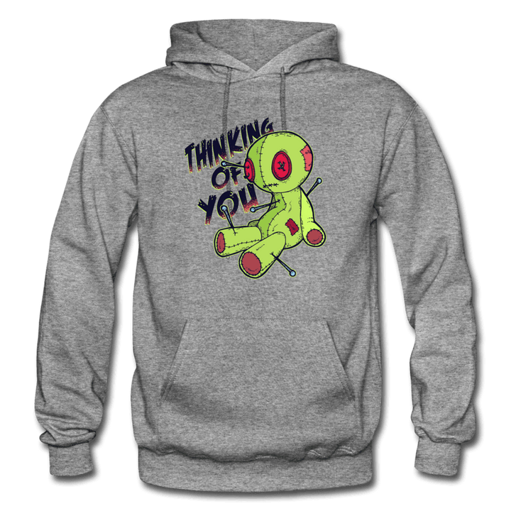 Thinking of You Voodoo Doll Funny Hoodie - graphite heather