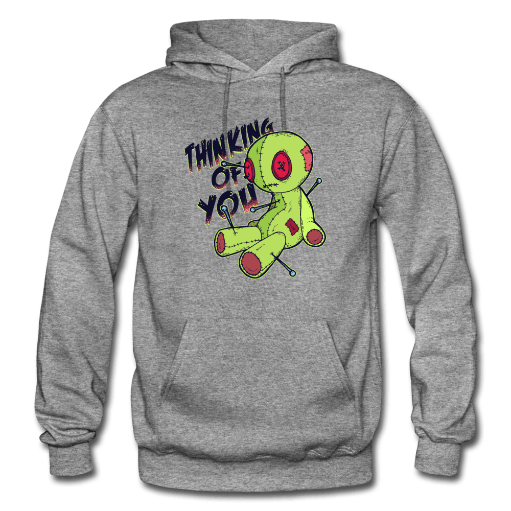 Thinking of You Voodoo Doll Funny Hoodie - graphite heather