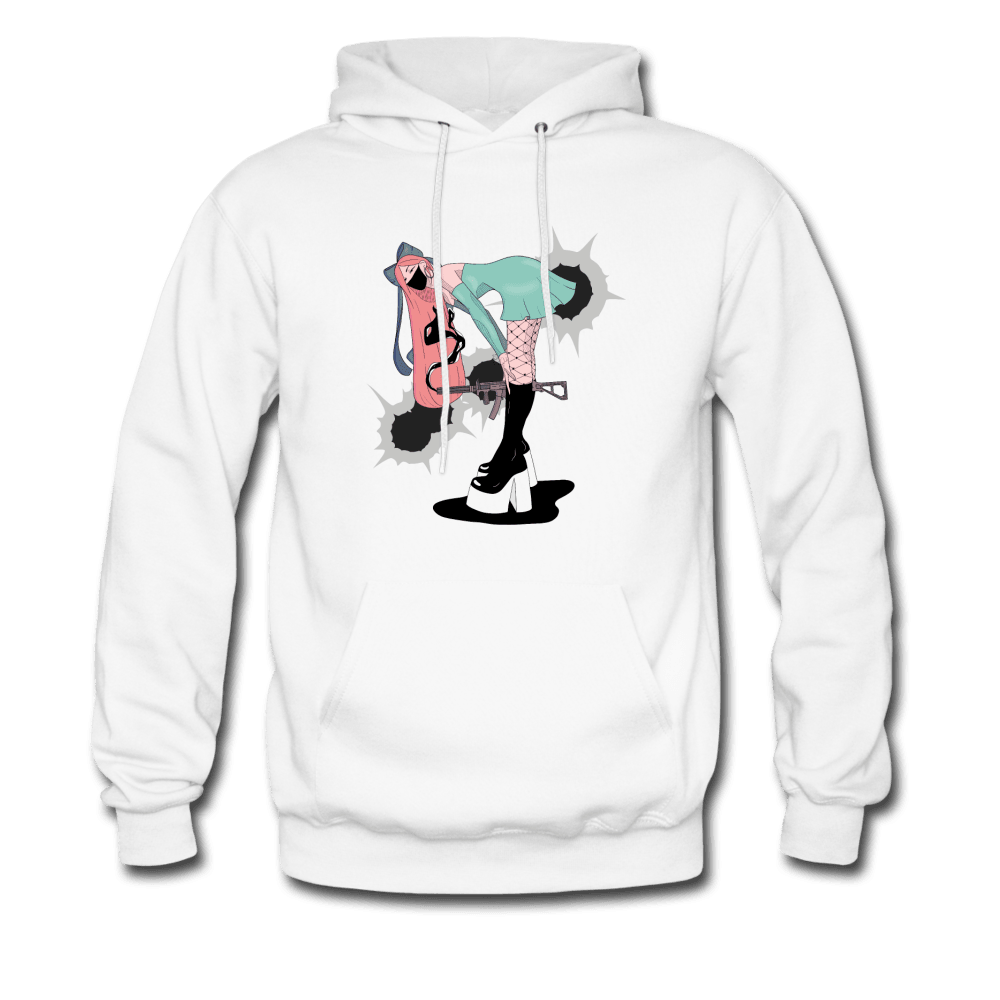 Punk Gunslinger Anime Girl Hoodie - white