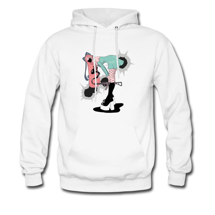 Punk Gunslinger Anime Girl Hoodie - white