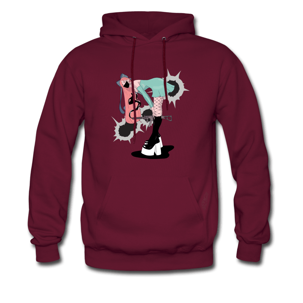Punk Gunslinger Anime Girl Hoodie - burgundy