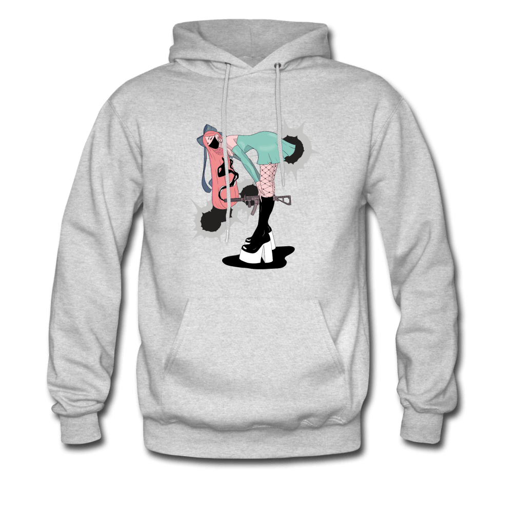 Punk Gunslinger Anime Girl Hoodie - ash 