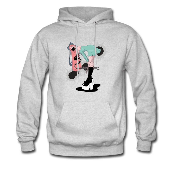 Punk Gunslinger Anime Girl Hoodie - ash 