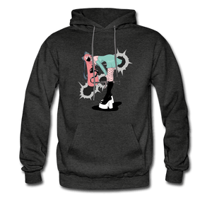 Punk Gunslinger Anime Girl Hoodie - charcoal gray