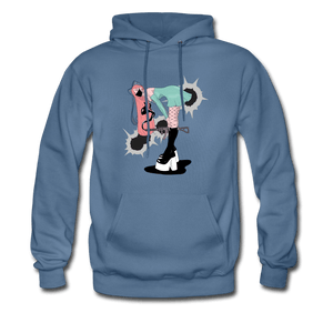 Punk Gunslinger Anime Girl Hoodie - denim blue