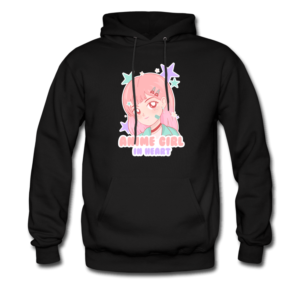 Anime Girl In Heart Cute Hoodie - black
