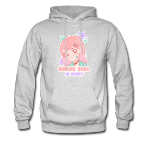 Anime Girl In Heart Cute Hoodie - ash 