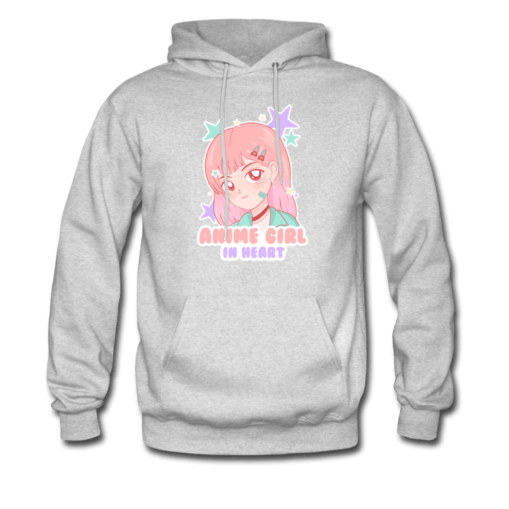 Anime Girl In Heart Cute Hoodie - ash 