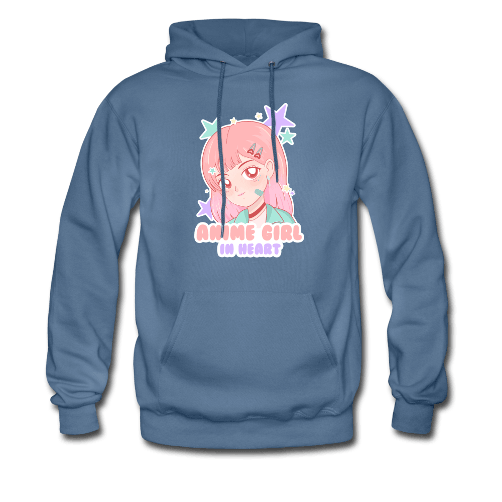 Anime Girl In Heart Cute Hoodie - denim blue