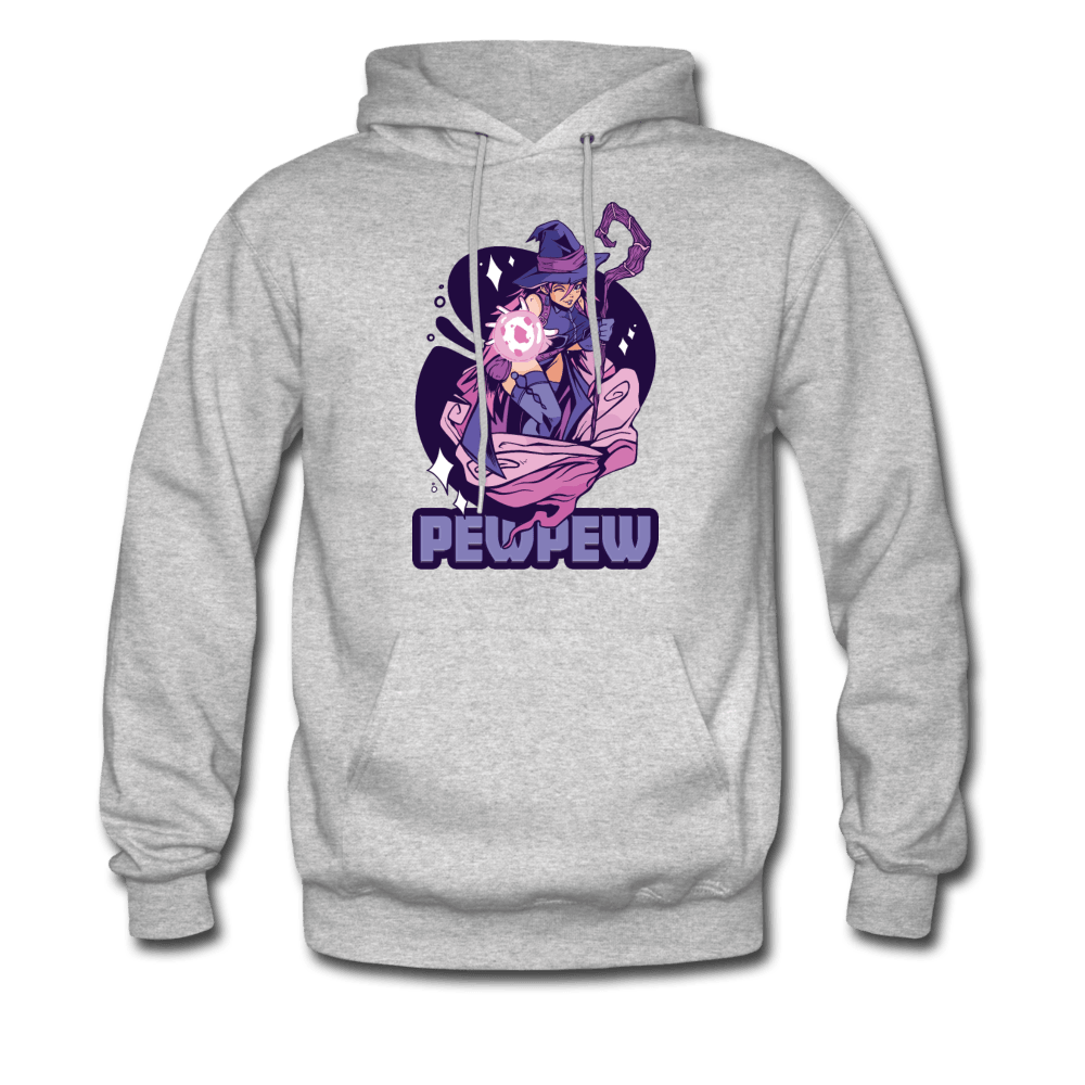 Pew Pew Magical Witch Hoodie - heather gray