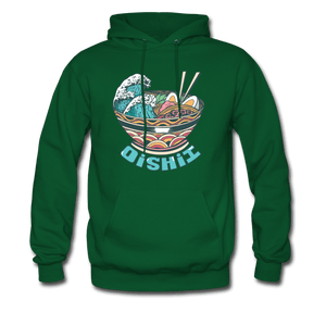 Oishii Desu! Ramen Ocean Hoodie - forest green
