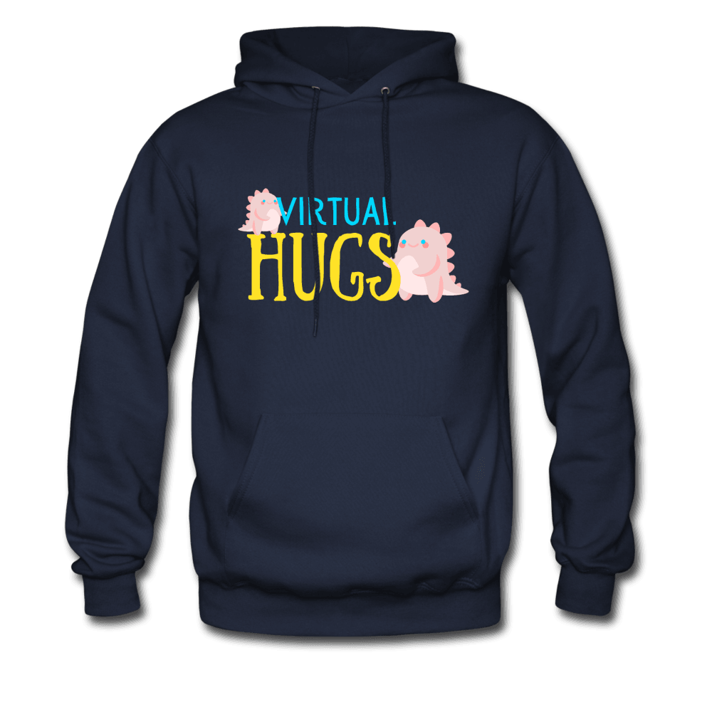 Virtual Hugs Cute Dinosaurs Hoodie - navy