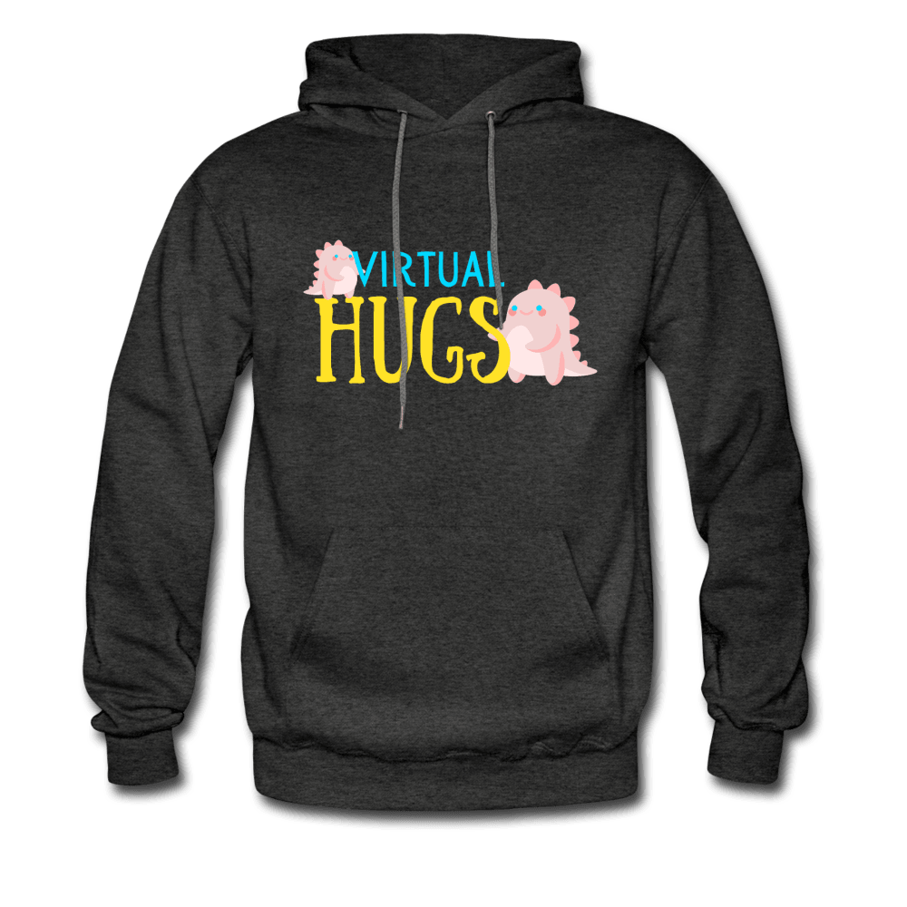 Virtual Hugs Cute Dinosaurs Hoodie - charcoal gray