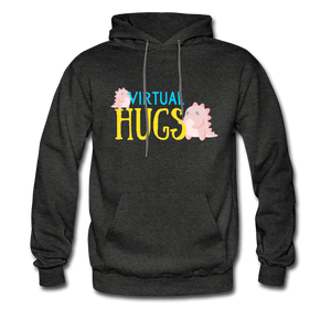 Virtual Hugs Cute Dinosaurs Hoodie - charcoal gray