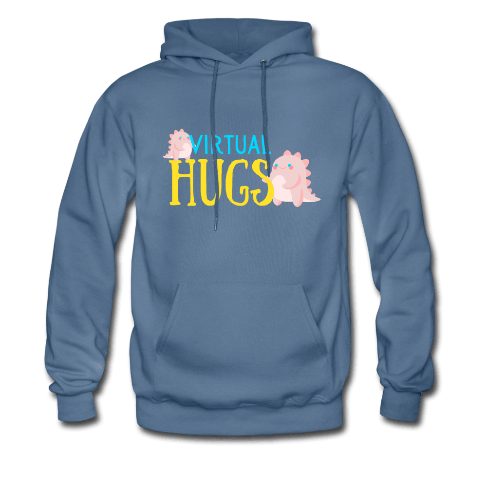 Virtual Hugs Cute Dinosaurs Hoodie - denim blue