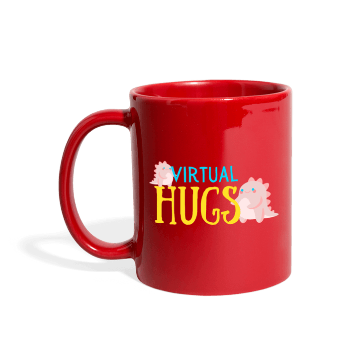 Virtual Hugs Cute Dinosaurs Mug - red