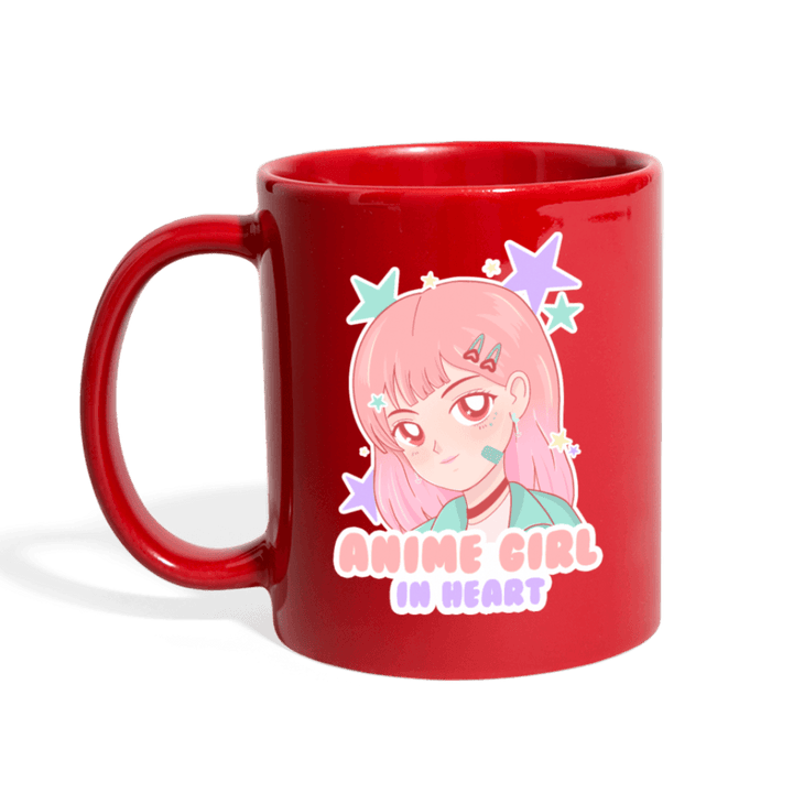 Anime Girl In Heart Mug - red