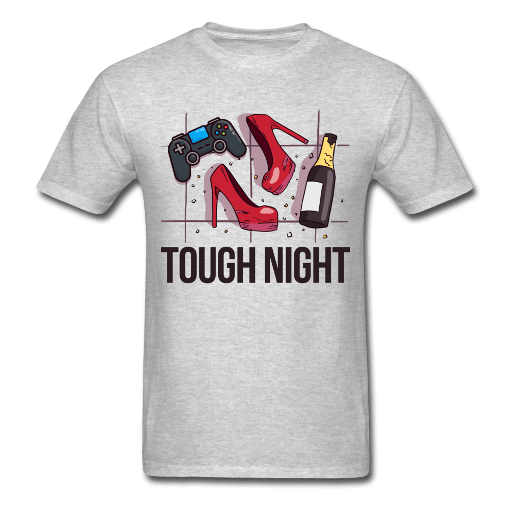 Tough Night Gaming Girl T-Shirt - heather gray