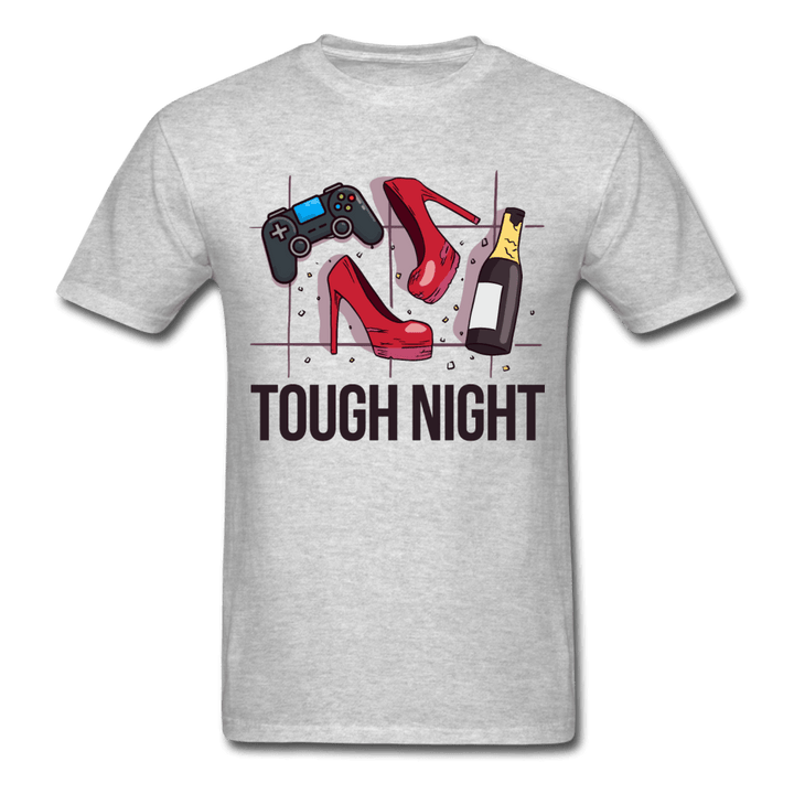 Tough Night Gaming Girl T-Shirt - heather gray