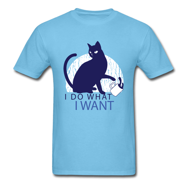 I Do What I Want Sassy Cat Unisex T-Shirt - aquatic blue