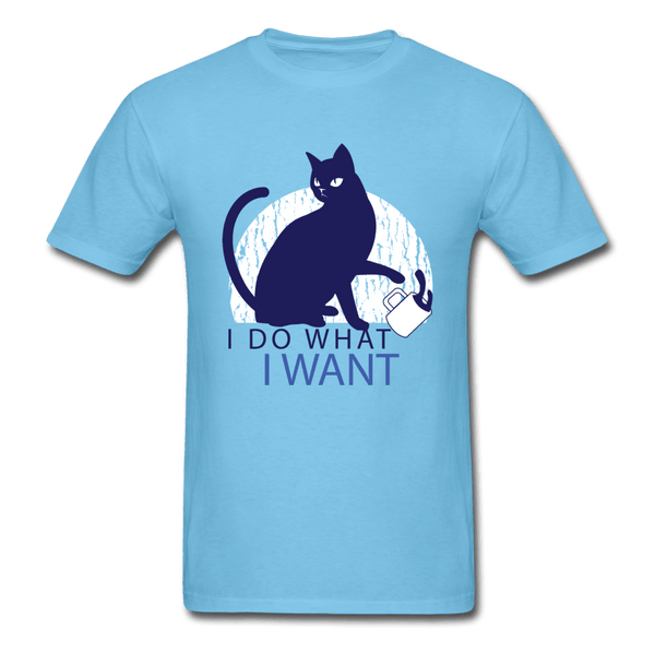 I Do What I Want Sassy Cat Unisex T-Shirt - aquatic blue