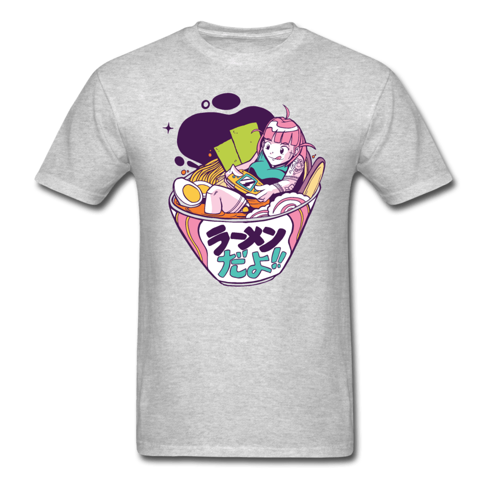 Ramen x Gaming Collab Anime Girl Unisex T-Shirt - heather gray