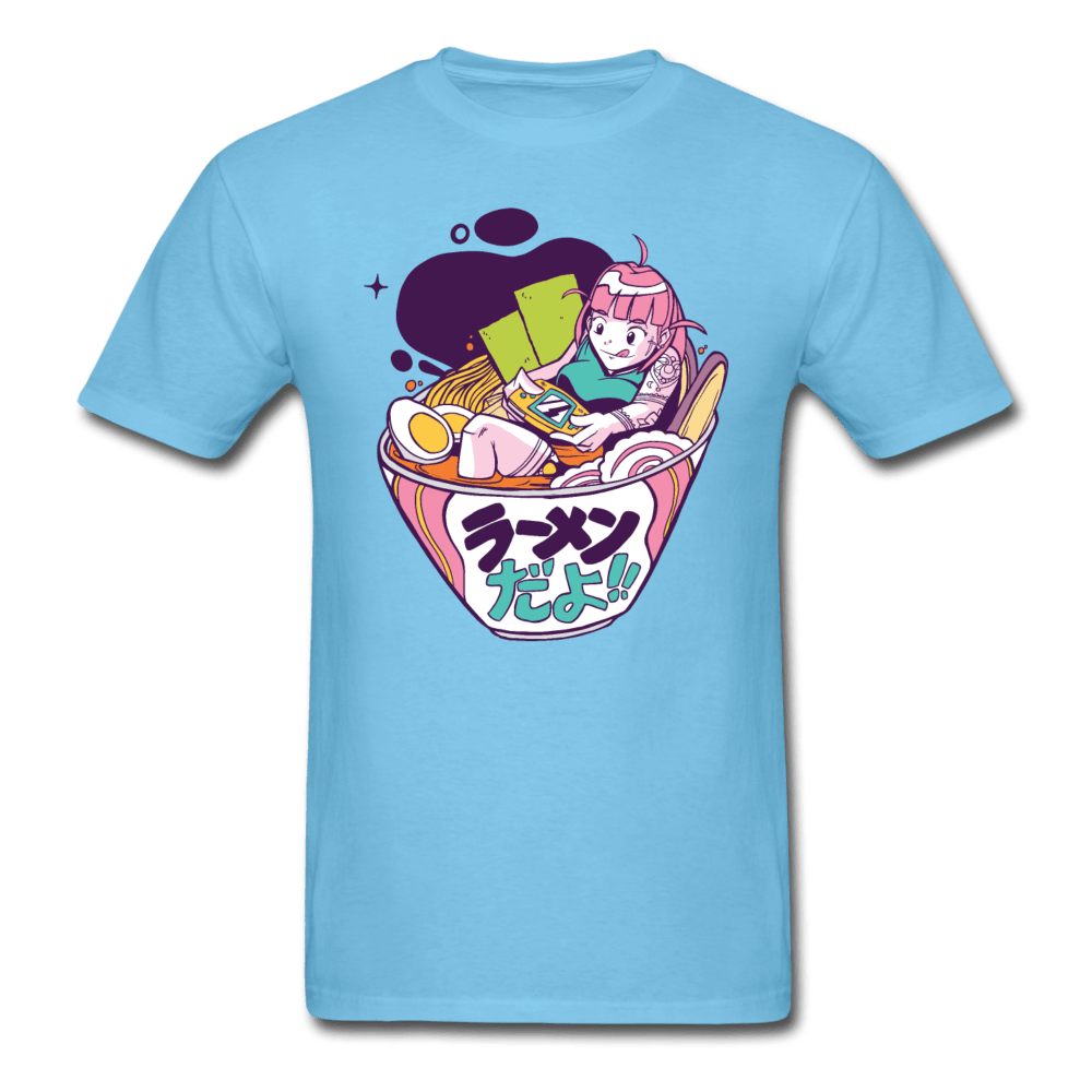 Ramen x Gaming Collab Anime Girl Unisex T-Shirt - aquatic blue