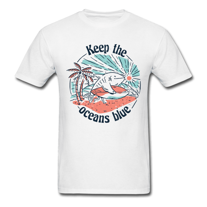 Keep the Oceans Blue Surfing Unisex T-Shirt - white