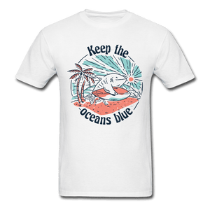 Keep the Oceans Blue Surfing Unisex T-Shirt - white