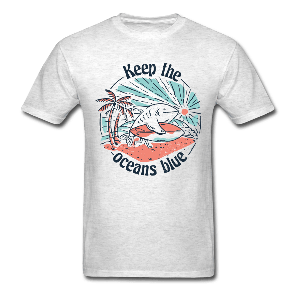 Keep the Oceans Blue Surfing Unisex T-Shirt - light heather gray