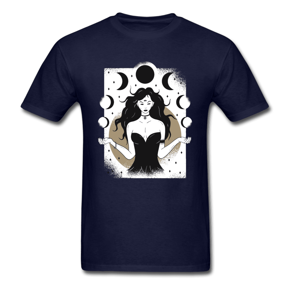 Black Moon Sorceress Unisex T-Shirt - navy