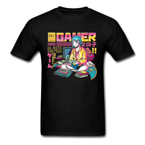 Retro Classic Gamer Girl Unisex T-Shirt - black