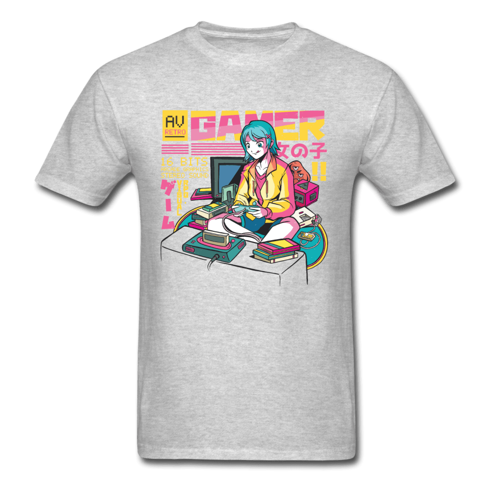 Retro Classic Gamer Girl Unisex T-Shirt - heather gray