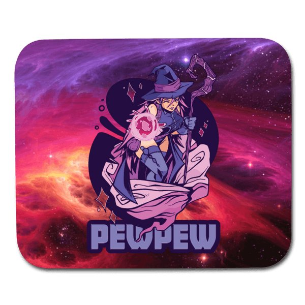 Pew Pew Purple Mage Witch Galaxy Mouse Pad - white