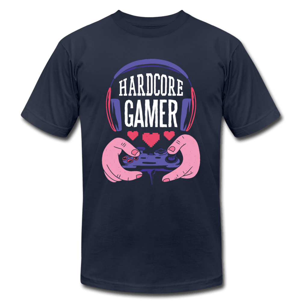 Hardcore Gamer Loving Gaming Unisex T-Shirt - navy