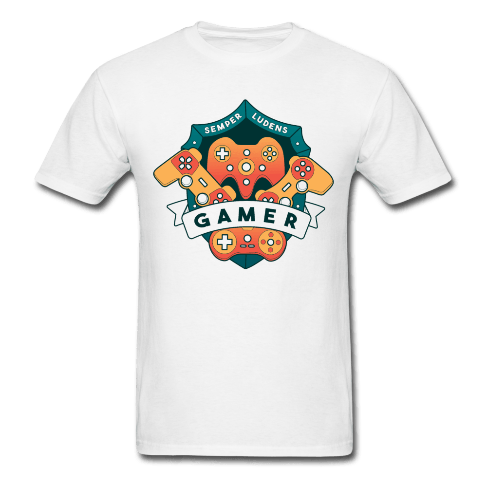 Gamer League Emblem Unisex T-Shirt - white