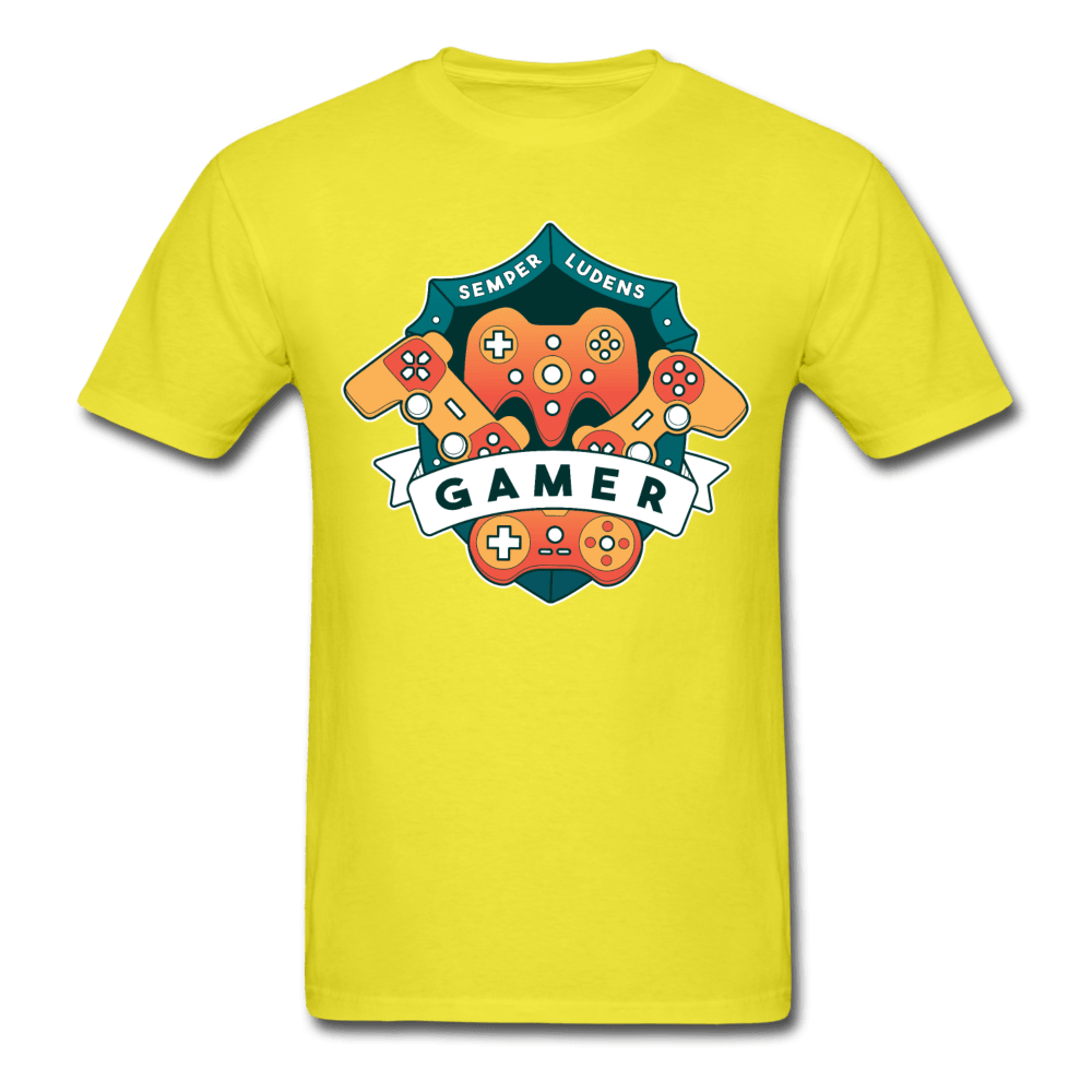 Gamer League Emblem Unisex T-Shirt - yellow