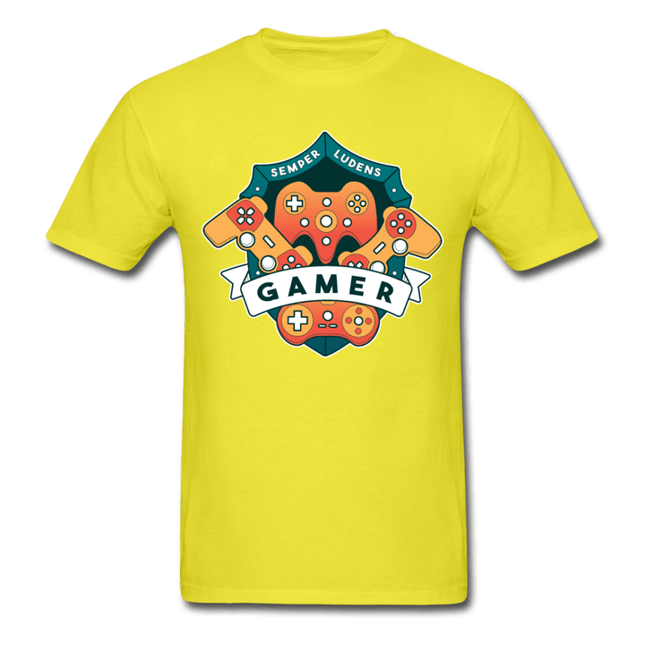 Gamer League Emblem Unisex T-Shirt - yellow