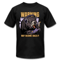 Warning May Become Grizzly Gaming Bear Unisex T-Shirt - black
